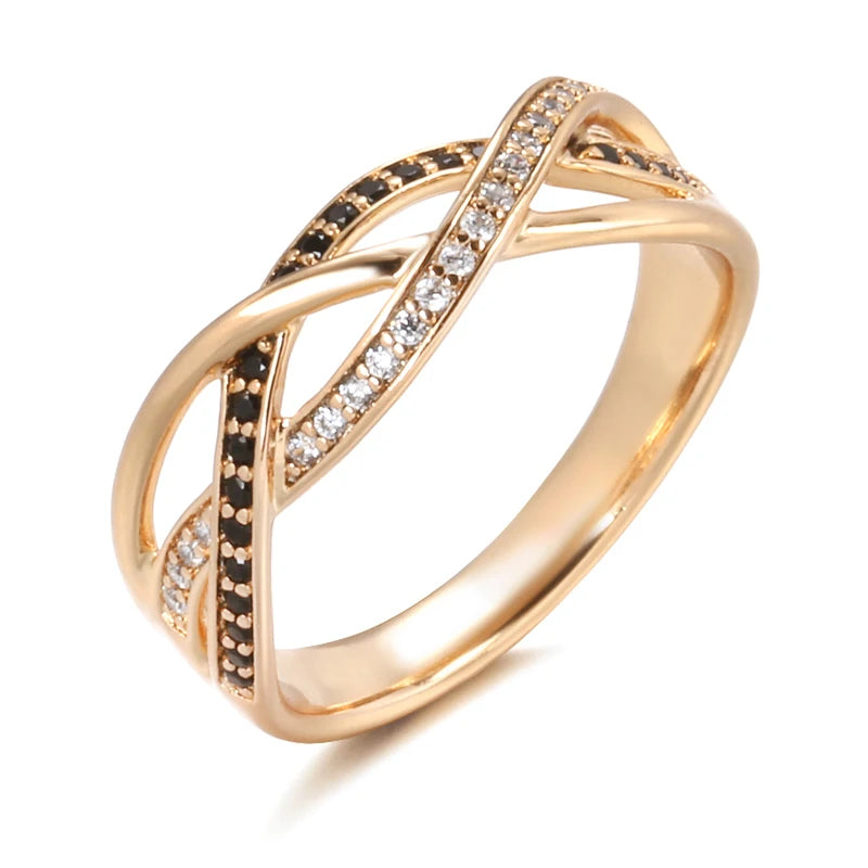 The Nova Ring – Rose Gold Twist with Natural Zircon