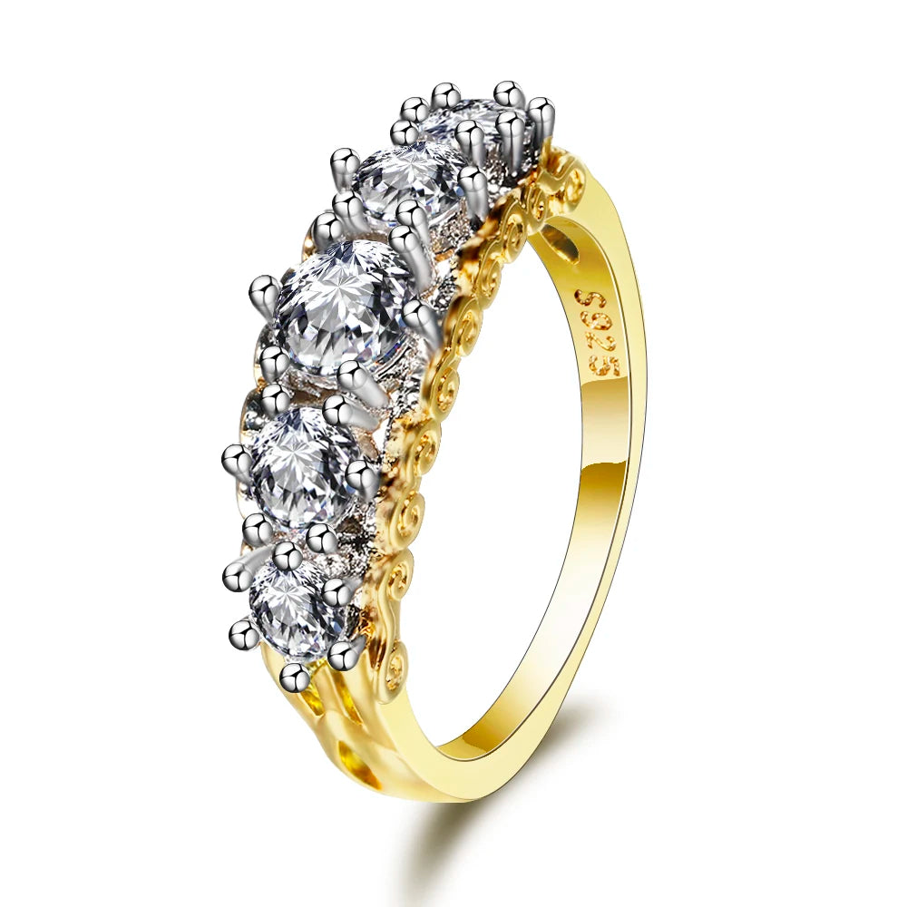 The Verona Ring – Gold-Plated 925 with Crystal Crown Setting