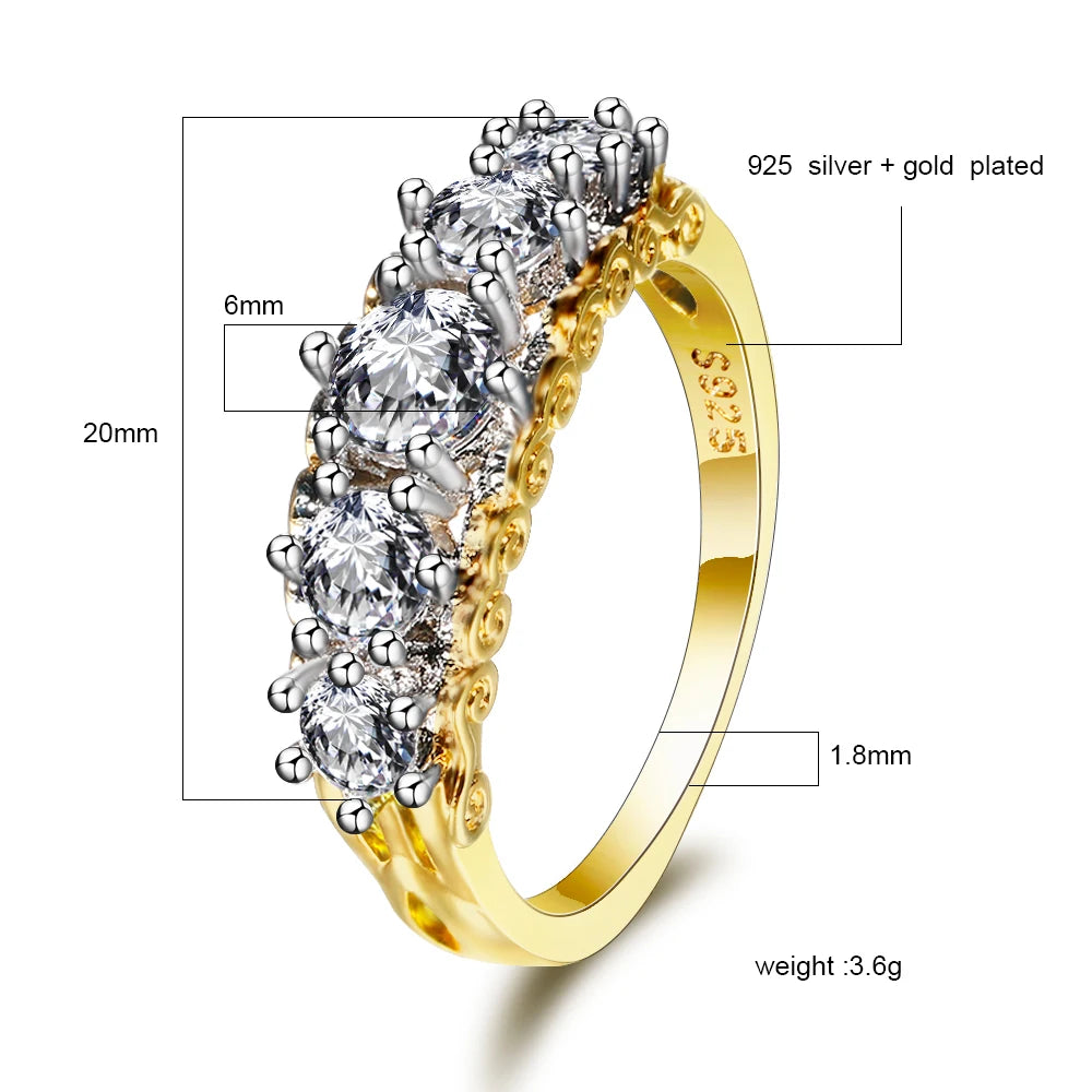 The Verona Ring – Gold-Plated 925 with Crystal Crown Setting