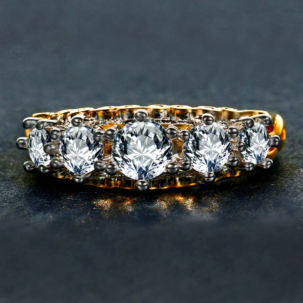 The Verona Ring – Gold-Plated 925 with Crystal Crown Setting