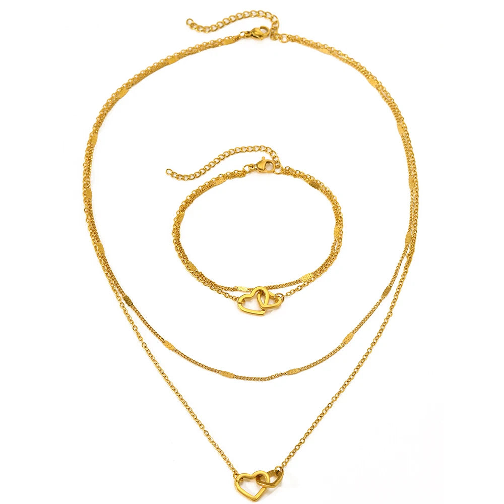 Linked Hearts Set – Necklace & Bracelet