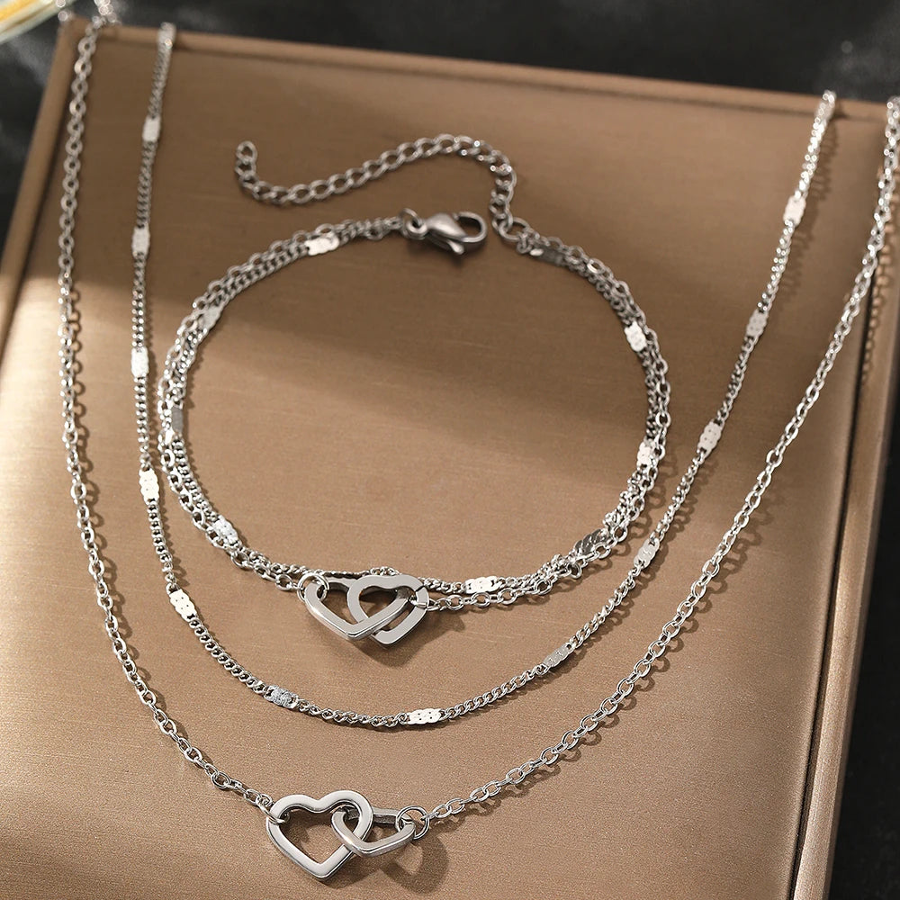 Linked Hearts Set – Necklace & Bracelet