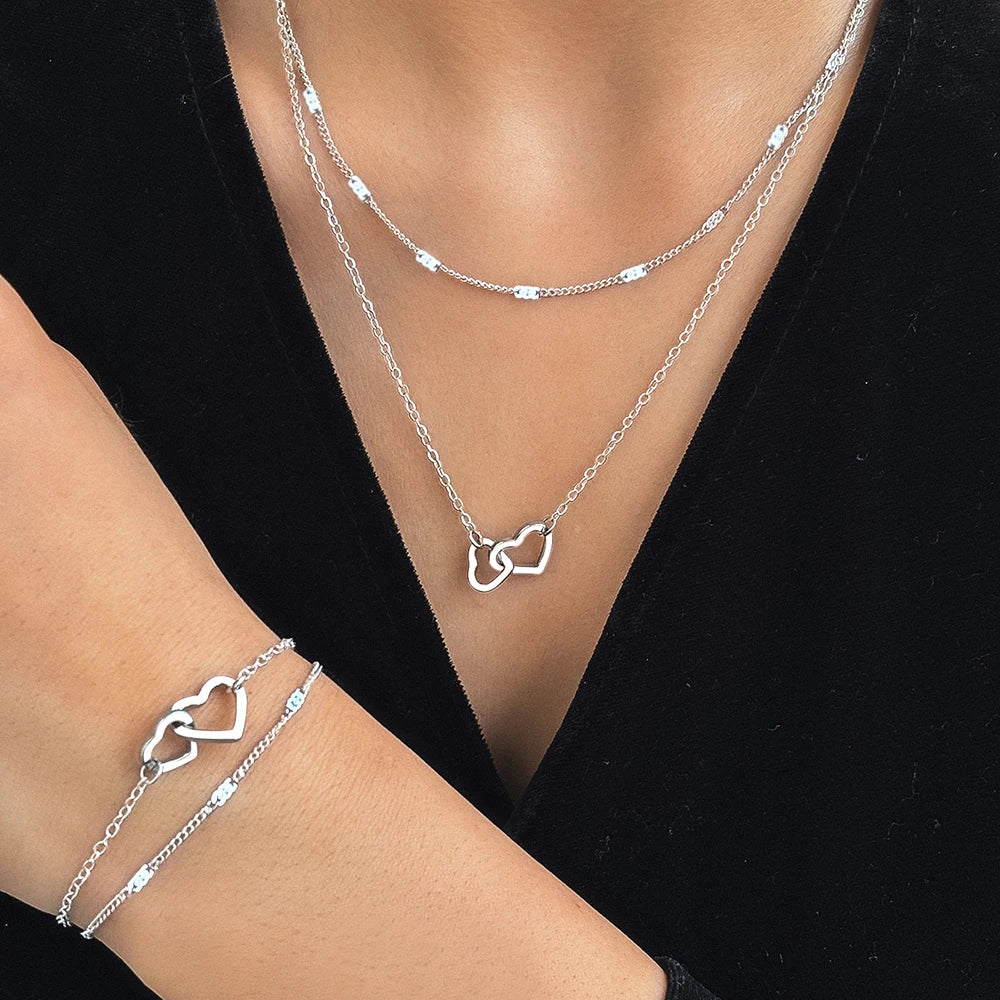 Linked Hearts Set – Necklace & Bracelet