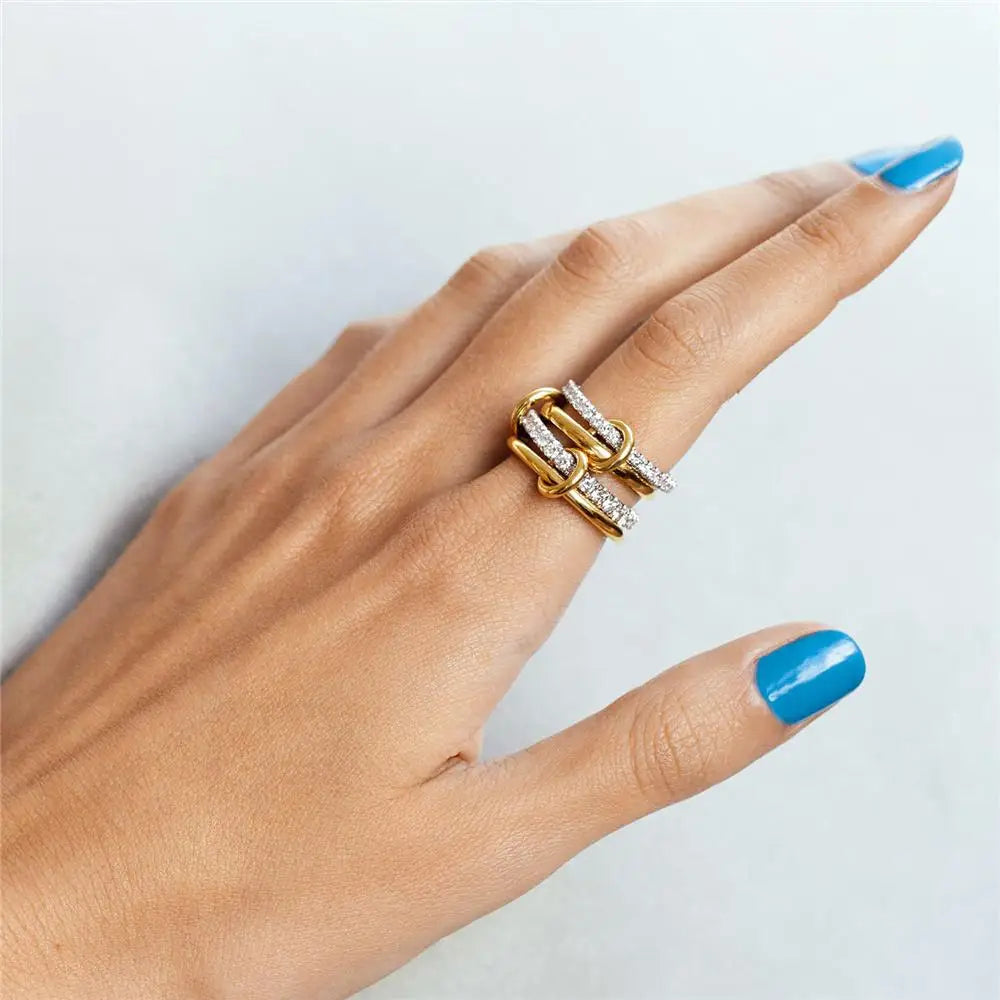 The Orbit Ring – Pavé Interlock