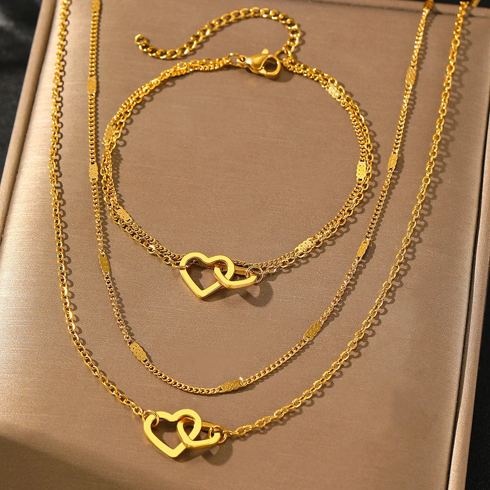 Linked Hearts Set – Necklace & Bracelet
