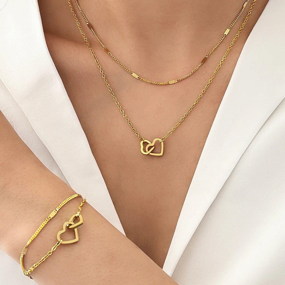 Linked Hearts Set – Necklace & Bracelet