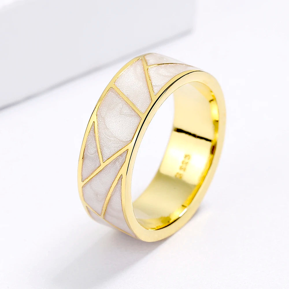 The Prisma Ring – Geometric Enamel Inlay Band