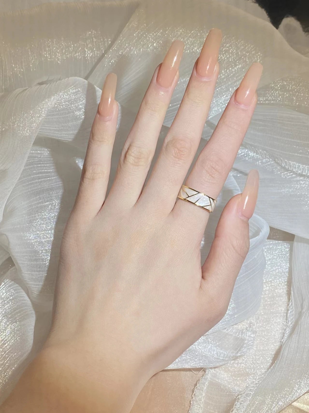 The Prisma Ring – Geometric Enamel Inlay Band