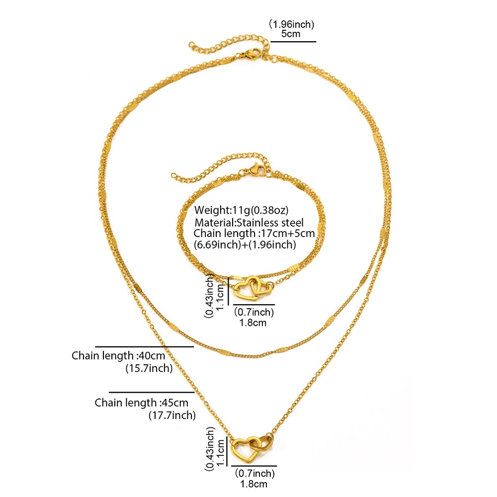 Linked Hearts Set – Necklace & Bracelet