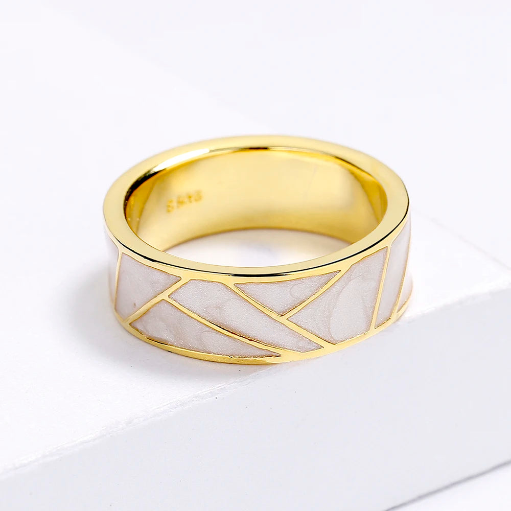 The Prisma Ring – Geometric Enamel Inlay Band