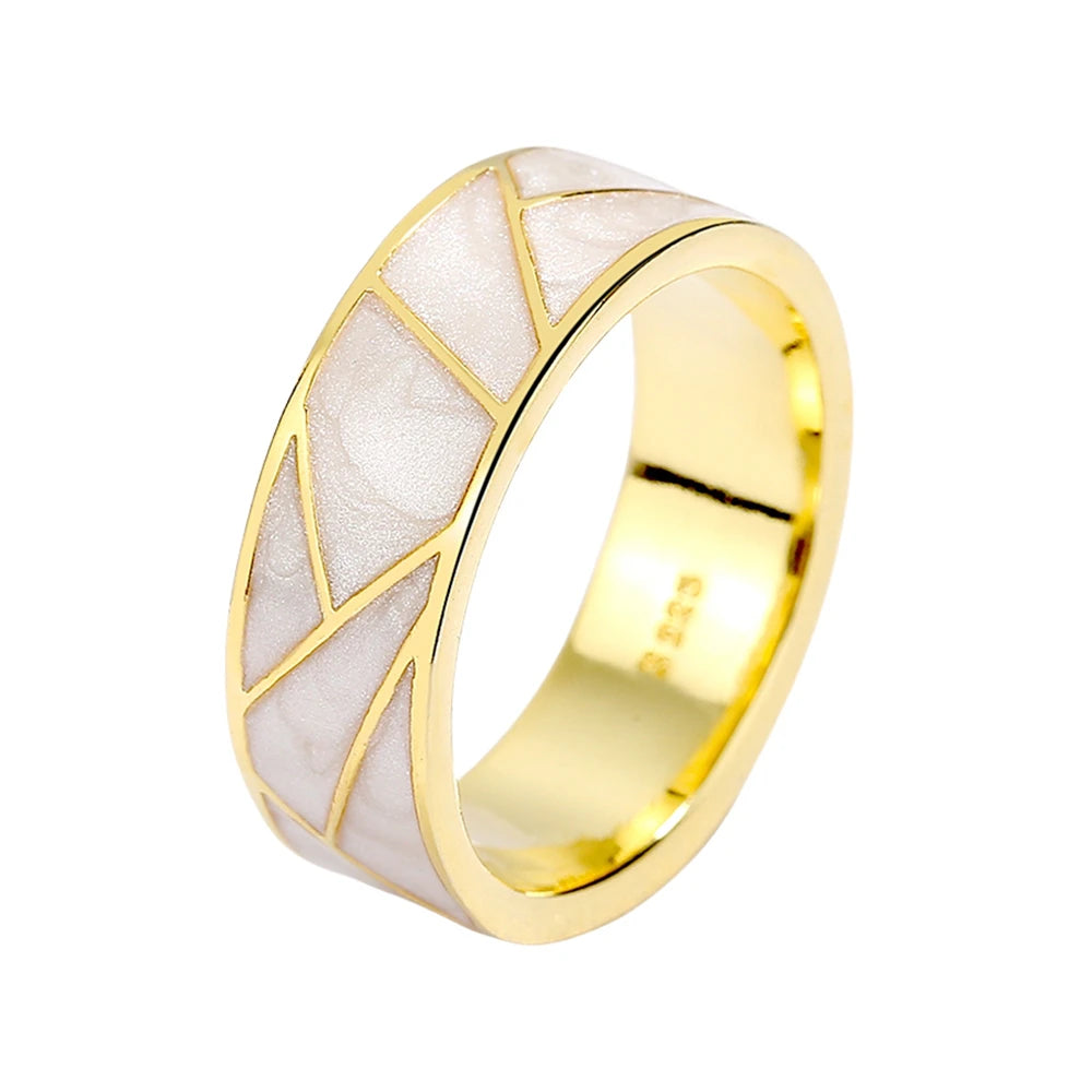The Prisma Ring – Geometric Enamel Inlay Band